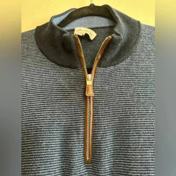 Peter Millar Blue Zip Up Sweater - Picture 3 of 12